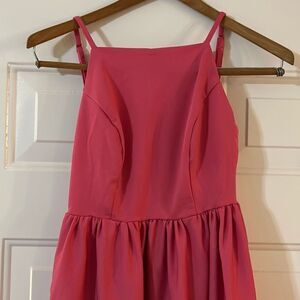 FANCYINN Women’s Casual Short Spaghetti Strap Backless Mini Dress. Pink. XS